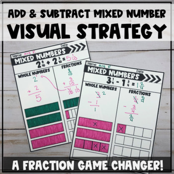 Preview of Add and Subtract Mixed Numbers VISUAL Strategy Packet Intervention Activity