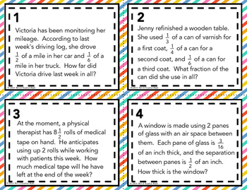 Mixed Numbers Word Problem Task Cards: Add and Subtract by Mrs E