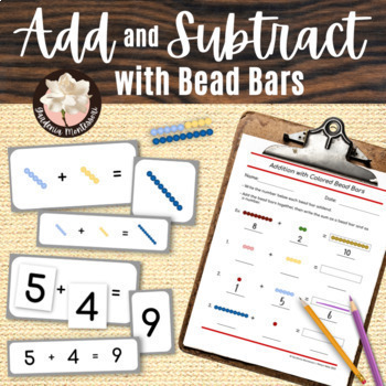 Preview of Add and Subtract Montessori Bead Bars - Montessori Math Facts Colored Bead Bars