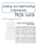 Add and Subtract Polynomials Puzzle Search