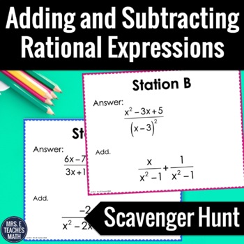 Preview of Add and Subtract Rational Expressions Scavenger Hunt