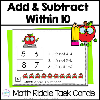 Preview of Addition and Subtraction Within 10 Math Riddle Activities