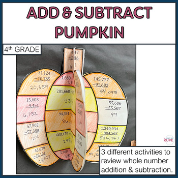 Preview of Add and Subtract Whole Numbers Pumpkin Project Craftivity