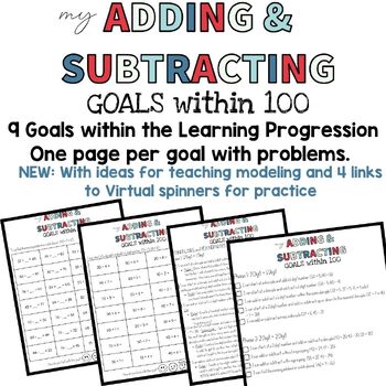 Preview of Add/Subtract Within 100 Progression, Goals, Trajectory - with a page per goal