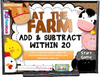 Preview of Add and Subtract Within 20 Smart Board Game
