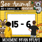 Add and Subtract to 20 Animal Adventure Activity Movement 