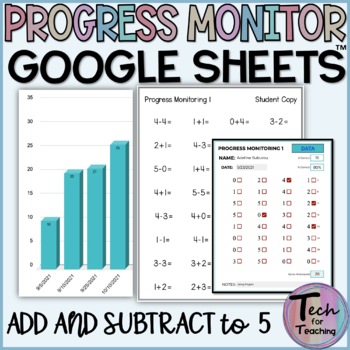 Preview of Add and Subtract to 5 Digital Progress Monitoring in GOOGLE SHEETS™