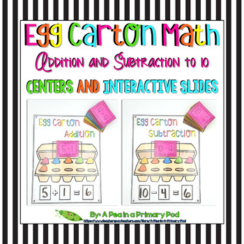 Preview of Add and Subtract within 10 (Egg Carton Math Centers and Interactive Slides)