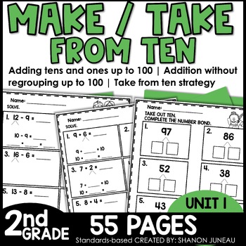 Preview of Make a Ten to Add 2 digit addition strategies Word Problems Take From Worksheets