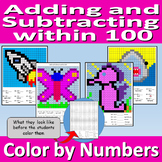 Add and Subtract within 100 - Color by Numbers