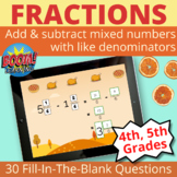 Add and subtract fractions with like denominators BOOM CARDS