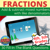 Add and subtract fractions with like denominators BOOM CARDS