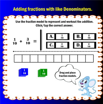 Preview of Add fractions referring to the same whole and having like denominators.