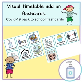 Preview of Add on flashcards for visual timetable, back to school following COVID-19