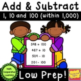 Add or Subtract 1, 10, and 100 Quiz & Trade Game or Flashcards