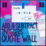 Add or Subtract Integers (Not a Scavenger Hunt) Quote Wall