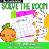 Add or Subtract Task Cards First Grade Solve the Room Hall