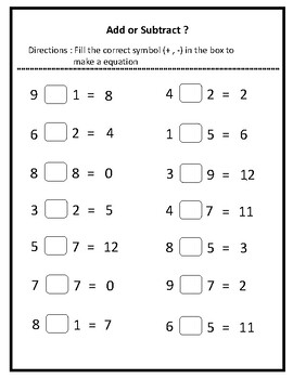Add or Subtract Worksheet by My Buddy Learning | TPT