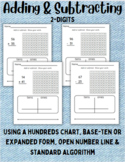 Add or Subtract with a hundreds chart, base-ten, expanded 