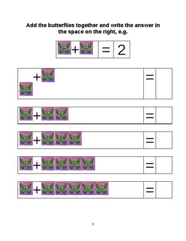 Preview of Add the butterflies together! An addition practice sheet