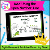 Add  to 100 Using the Open Number Line 2nd Grade Math Digi