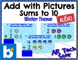 Add with Pictures! Sums to 10 Winter Theme Boom Cards w/ AUDIO