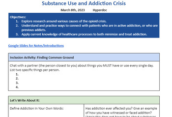 Preview of Addiction; A Disease HyperDoc