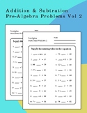 Addiction And Subtration Pre-algebra Problem Vol 2