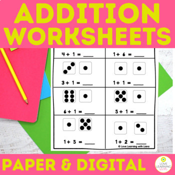 Digital Math Addition to 10 Worksheets | Distance Learning | Google