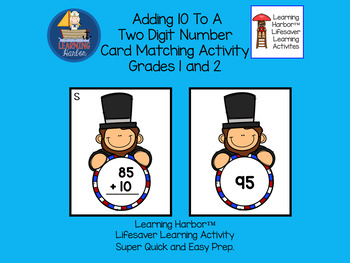 Preview of Adding 10 to Two Digit Numbers  Abraham Lincoln Theme  Grades 1 - 2