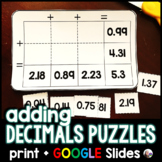 Adding 2-Digit Decimals Puzzle Activities - print and digital