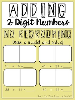 Preview of Adding 2 Digit Numbers NO Regrouping; Draw a Model/Base Ten FREEBIE!