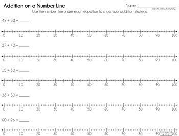 adding 2 digit numbers using a number line tpt