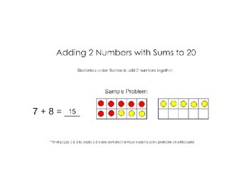 Preview of Adding 2 Numbers Using 10 Frames: Sums to 20