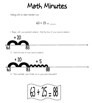 adding 2 digit numbers on an open number line by bright lights tpt