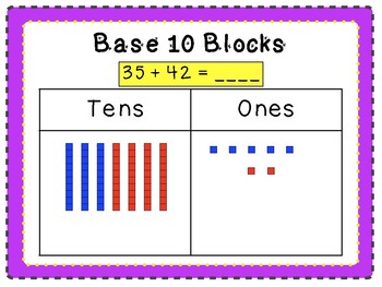 Adding 2-digit numbers using base ten blocks by Tallest Teacher | TpT
