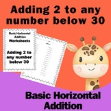 Adding 2 to any number below 30 - Addition Worksheet  for 