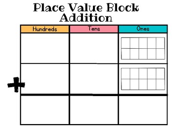 Preview of Adding 3-Digit Numbers Using Place Value Blocks Organization Template