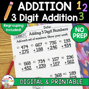 Preview of Adding 3 Digit Numbers Worksheets