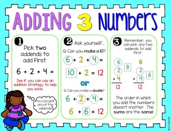 Adding 3 Numbers by Laura Boriack - Over the 1st Grade Rainbow | TPT