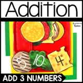 Adding 3 Numbers Burger Addition Math Center for 1st Grade