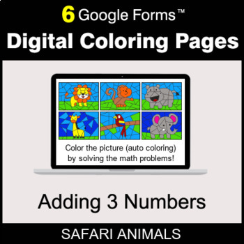 Preview of Adding 3 Numbers - Digital Coloring Pages | Google Forms