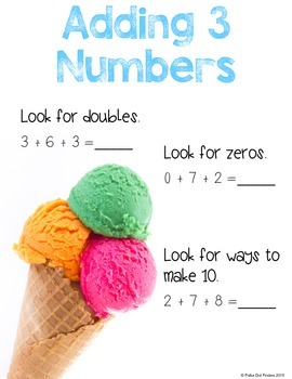 Preview of Adding 3 Numbers {FREE POSTER}
