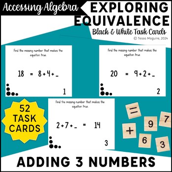 Preview of Adding 3 Numbers First Grade Addition within 20 Missing Addend Task Cards