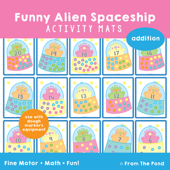 Preview of Adding 3 Numbers Spaceship Math Play Dough Mats