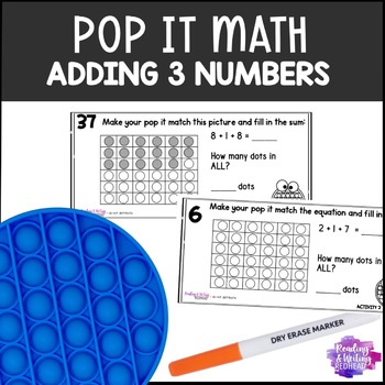 Preview of Adding 3 Numbers Task Cards  |  POP IT MATH Fidget Poppers
