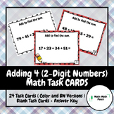 Adding 4 (2-Digit Numbers) | Math Task Cards + Answer Key | 2nd Grade