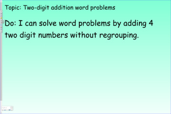 Preview of Adding 4 two digit numbers; Word Problems