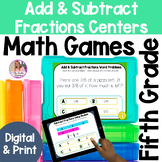 Adding And Subtracting Fractions | 11 LOW PREP Math Center