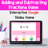 Adding And Subtracting Fractions Game on Google Slides | V